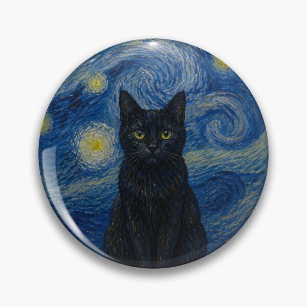 Item preview, Vincent van Gogh Starry Night Black Cat Famous Painting Parody designed and sold by UtArt.