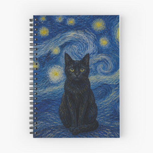Item preview, Vincent van Gogh Starry Night Black Cat Famous Painting Parody designed and sold by UtArt.