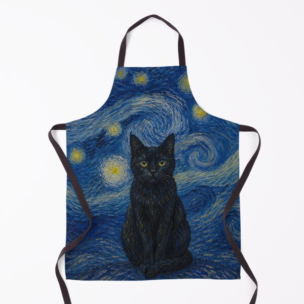 Item preview, Vincent van Gogh Starry Night Black Cat Famous Painting Parody designed and sold by UtArt.