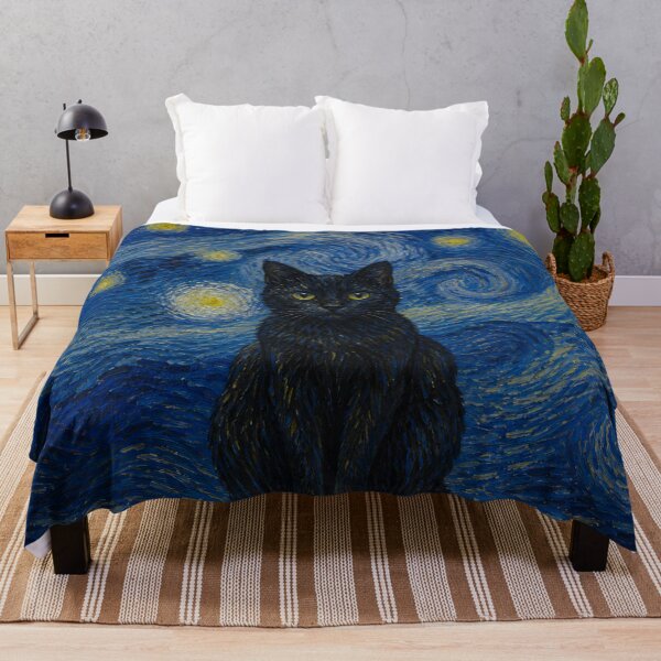 Item preview, Vincent van Gogh Starry Night Black Cat Famous Painting Parody designed and sold by UtArt.