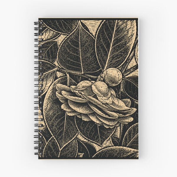 Item preview, Hanging Camellia Bloom | Botanical Linocut designed and sold by Linoluca.