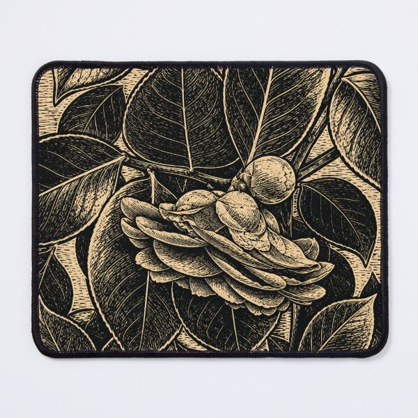 Item preview, Hanging Camellia Bloom | Botanical Linocut designed and sold by Linoluca.