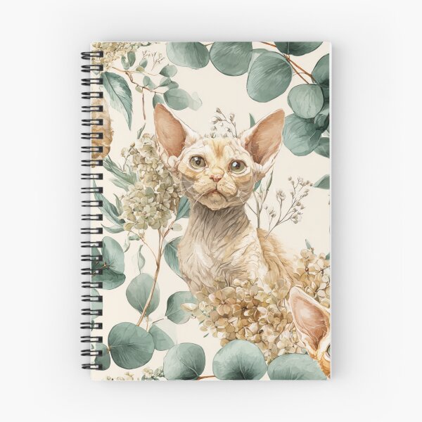 Item preview, Devon Rex cat with eucalyptus pattern designed and sold by Ginetta0815.