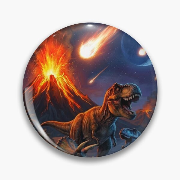 Item preview, Dinosaur Cataclysm – T-Rex, Triceratops & Meteor Storm with Erupting Volcano designed and sold by Meteor Mercher Shop.