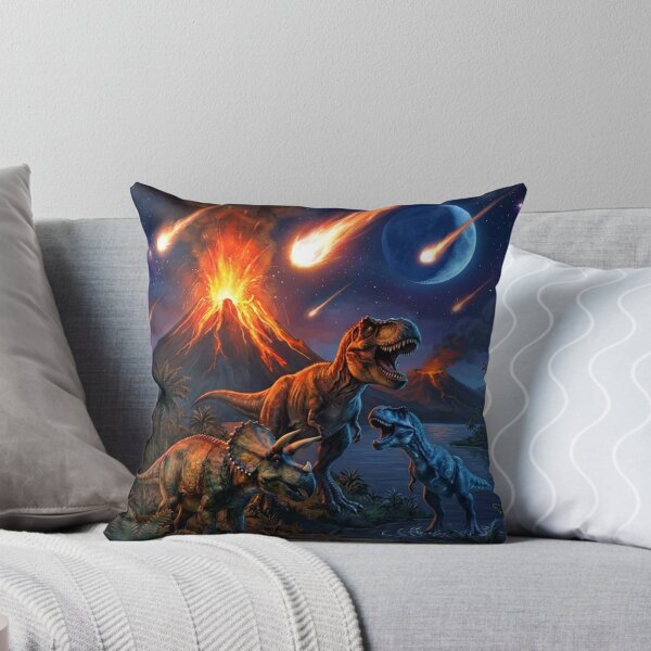 Item preview, Dinosaur Cataclysm – T-Rex, Triceratops & Meteor Storm with Erupting Volcano designed and sold by Meteor Mercher Shop.