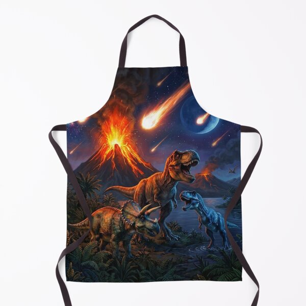 Item preview, Dinosaur Cataclysm – T-Rex, Triceratops & Meteor Storm with Erupting Volcano designed and sold by Meteor Mercher Shop.