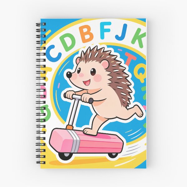 Item preview, Cute Hedgehog Riding a Pink Eraser Scooter Cartoon Back to School Sticker designed and sold by OksArtStudio.