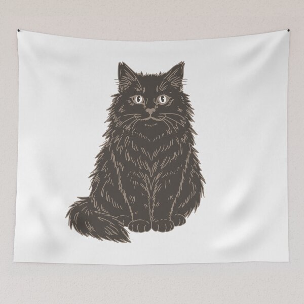 Item preview, Minimalist Dark Brown Fluffy Cat Drawing designed and sold by muhammadkhafidh.