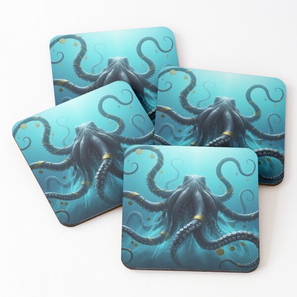 Item preview, Guardian of the Depths - Majestic octopus and ancient coins designed and sold by NeyhineAngelionShop.