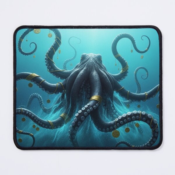 Item preview, Guardian of the Depths - Majestic octopus and ancient coins designed and sold by NeyhineAngelionShop.
