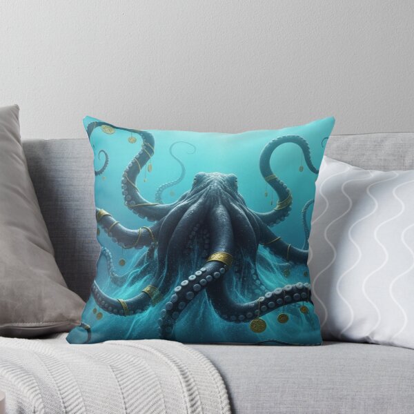 Item preview, Guardian of the Depths - Majestic octopus and ancient coins designed and sold by NeyhineAngelionShop.
