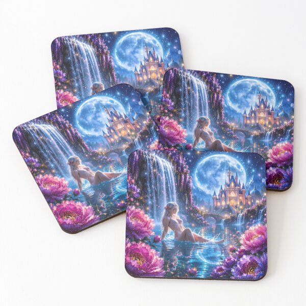 Item preview, Fantasy Duvet Cover | Elven Bedding | Fairy Bedroom Decor | Moonlit Lotus Garden designed and sold by DigiArt8Design.