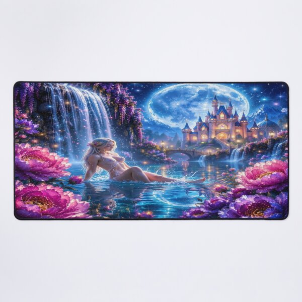 Item preview, Fantasy Duvet Cover | Elven Bedding | Fairy Bedroom Decor | Moonlit Lotus Garden designed and sold by DigiArt8Design.