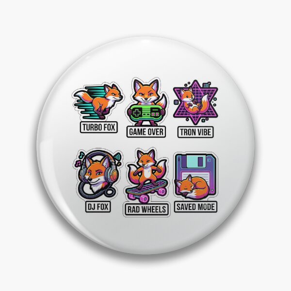 Item preview, Retro Cyber Fox Sticker Pack - Vintage Neon & Foxy Puns designed and sold by SimpleP.