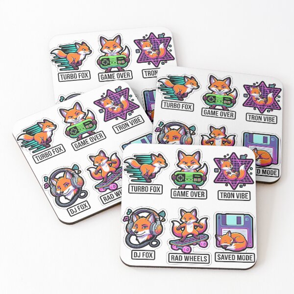 Item preview, Retro Cyber Fox Sticker Pack - Vintage Neon & Foxy Puns designed and sold by SimpleP.