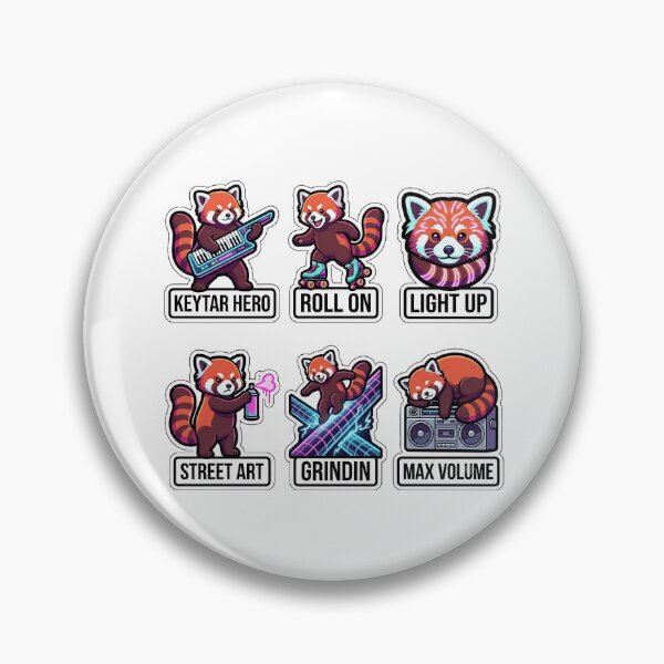 Item preview, Retro Laser Red Panda Sticker Pack - Vintage Neon & Fluffy Puns designed and sold by SimpleP.