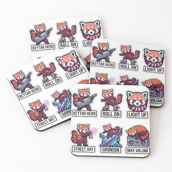 Item preview, Retro Laser Red Panda Sticker Pack - Vintage Neon & Fluffy Puns designed and sold by SimpleP.