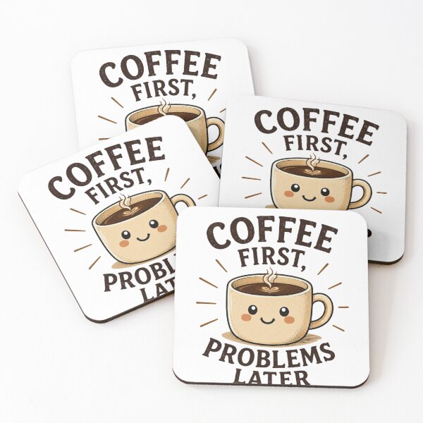 Item preview, Coffee First, Problems Later – Cute Funny Coffee Cup Cartoon | Coffee Lover Gift T-Shirt designed and sold by Eljonas77.