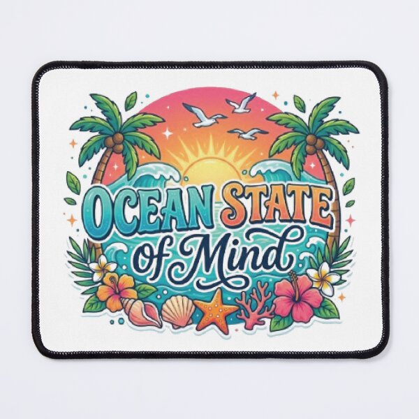 Item preview, Ocean State Of Mind Beach T-Shirt | Retro Coastal Typography | Tropical Summer Graphic Tee designed and sold by Faisal Shah.