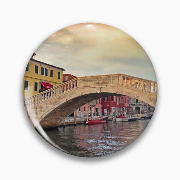 Item preview, Sunset sky over stone bridge Ponte di Vigo across Vena water canal, Chioggia town, Veneto Region, Italy designed and sold by goceris.