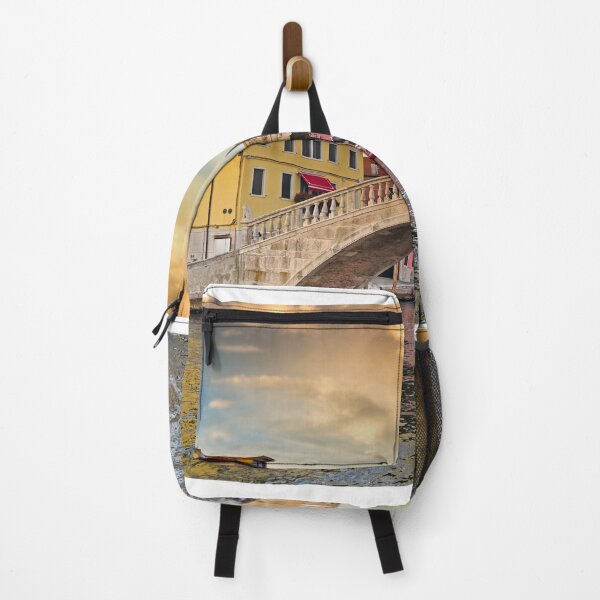 Item preview, Sunset sky over stone bridge Ponte di Vigo across Vena water canal, Chioggia town, Veneto Region, Italy designed and sold by goceris.