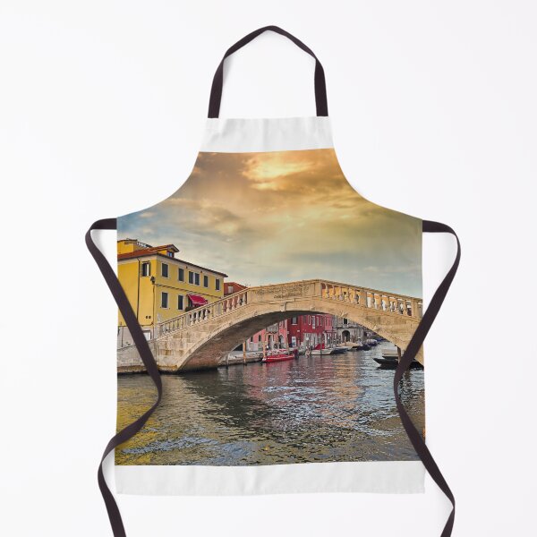 Item preview, Sunset sky over stone bridge Ponte di Vigo across Vena water canal, Chioggia town, Veneto Region, Italy designed and sold by goceris.