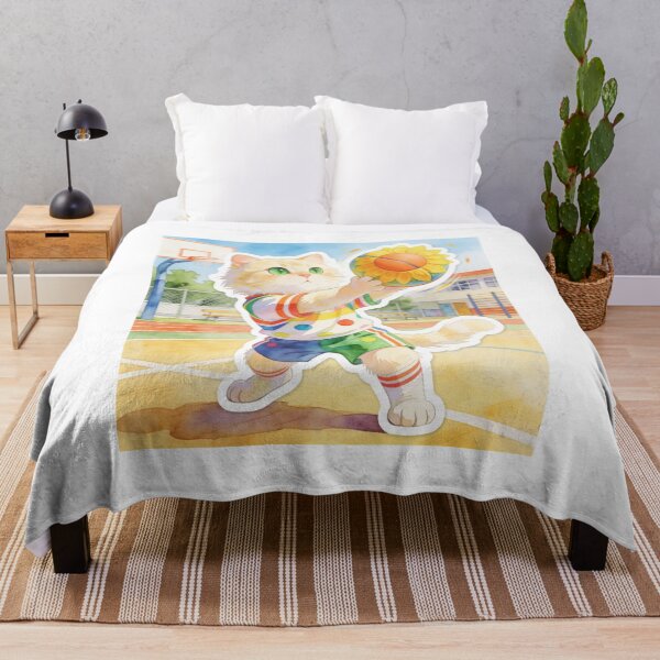 Item preview, Cute Cat Playing Basketball with a Sunflower Ball Cartoon Sports Sticker designed and sold by OksArtStudio.