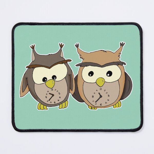 Item preview, Same Flock Different Clocks Sticker | Funny Out Of Sync Owls Cartoon designed and sold by MyxaART.