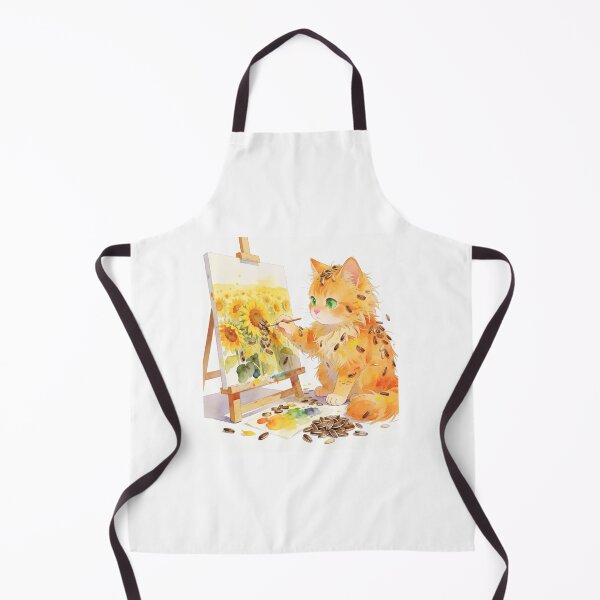 Item preview, Cute Ginger Cat Painting a Sunflower Masterpiece Cartoon Artist Sticker designed and sold by OksArtStudio.