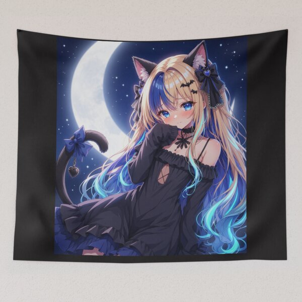 Item preview, Cute Gothic Neko Girl Under the Moon designed and sold by Revyra Design .