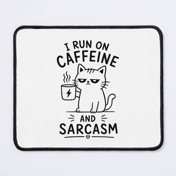 Item preview, I Run on Caffeine and Sarcasm Funny Cat designed and sold by ArtPer-design.