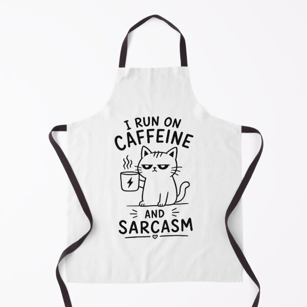 Item preview, I Run on Caffeine and Sarcasm Funny Cat designed and sold by ArtPer-design.