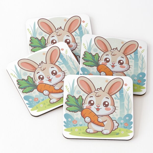 Item preview, Kawaii Forest Bunny – Cute Rabbit Holding a Carrot designed and sold by GabeMountainArt.