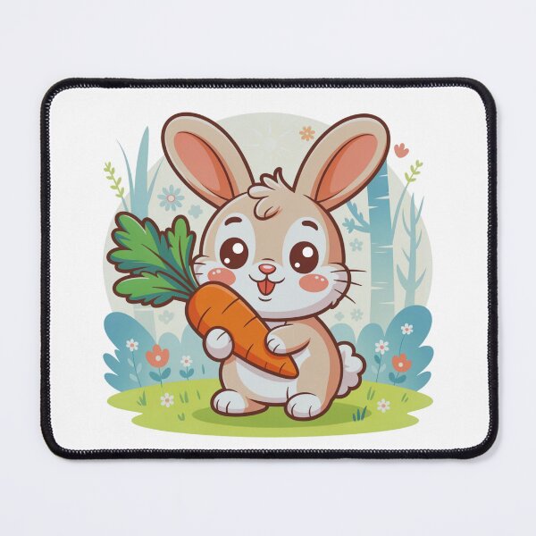 Item preview, Kawaii Forest Bunny – Cute Rabbit Holding a Carrot designed and sold by GabeMountainArt.