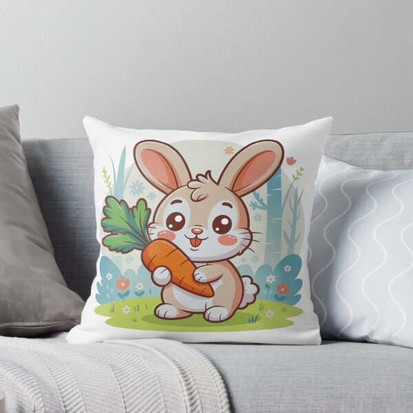 Item preview, Kawaii Forest Bunny – Cute Rabbit Holding a Carrot designed and sold by GabeMountainArt.