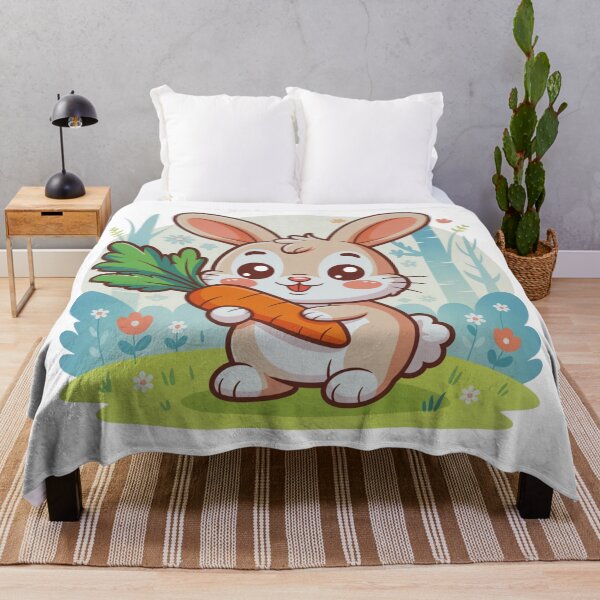 Item preview, Kawaii Forest Bunny – Cute Rabbit Holding a Carrot designed and sold by GabeMountainArt.