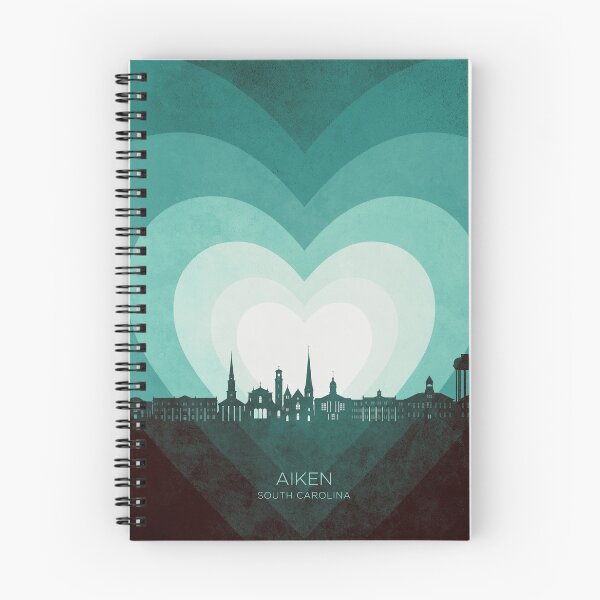 Item preview, Aiken South Carolina Skyline Hearts Teal designed and sold by ArtPrints.
