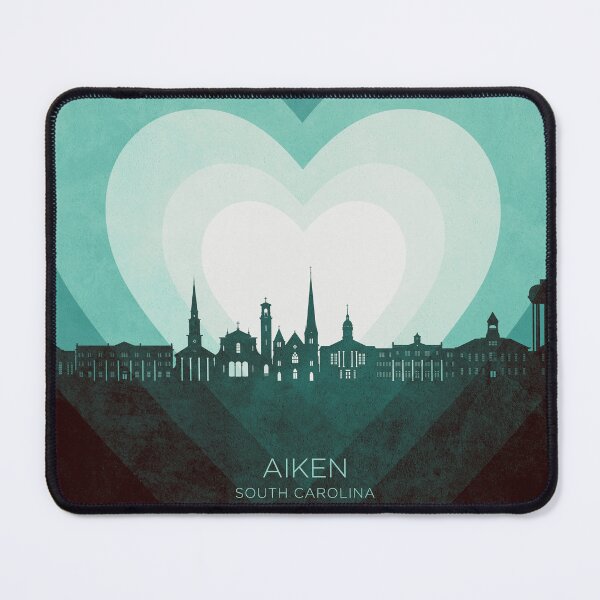 Item preview, Aiken South Carolina Skyline Hearts Teal designed and sold by ArtPrints.