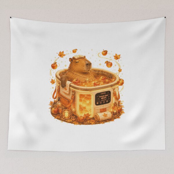 Item preview, Relaxing Capybara In Digital Spa Hot Tub Steampunk Fall designed and sold by AQUILAKREO.