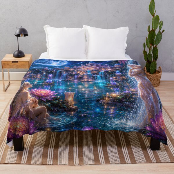 Item preview, Fairy Bedroom Decor | Fantasy Bedding | Elven Moon Temple | Luxury Comforter designed and sold by DigiArt8Design.