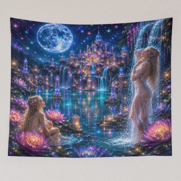 Item preview, Fairy Bedroom Decor | Fantasy Bedding | Elven Moon Temple | Luxury Comforter designed and sold by DigiArt8Design.