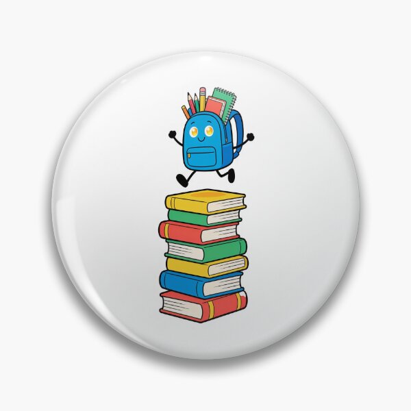Item preview, Cute Blue Backpack Jumping Over a Stack of Books Cartoon Back to School Sticker designed and sold by OksArtStudio.
