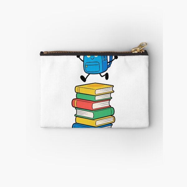Item preview, Cute Blue Backpack Jumping Over a Stack of Books Cartoon Back to School Sticker designed and sold by OksArtStudio.