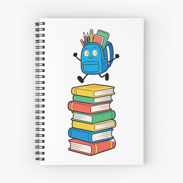 Item preview, Cute Blue Backpack Jumping Over a Stack of Books Cartoon Back to School Sticker designed and sold by OksArtStudio.