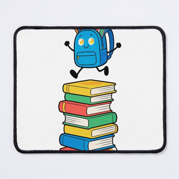 Item preview, Cute Blue Backpack Jumping Over a Stack of Books Cartoon Back to School Sticker designed and sold by OksArtStudio.