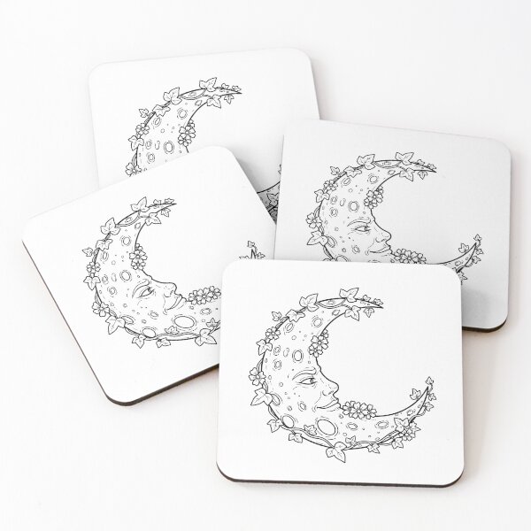 Item preview, Floral Crescent Moon Face designed and sold by ArtPer-design.