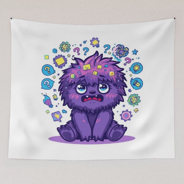 Item preview, Overthinking Monster Sticker | Cute Anxious Monster Kawaii Design designed and sold by Stylestickers55.