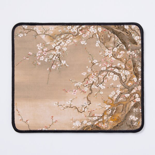Item preview, Japanese plum blossoms in moonlight (18th century) vintage ink and color on silk by Sō Shizan landscape painting designed and sold by Jéanpaul Ferro.