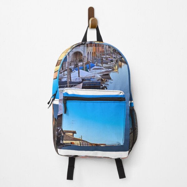 Item preview, Chioggia cityscape with narrow water canal Vena with moored multicolored boats between old colorful buildings,Veneto Region, Italy designed and sold by goceris.