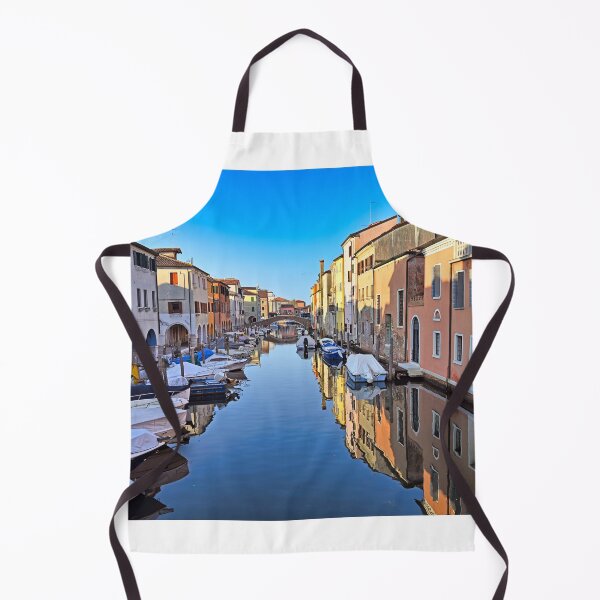 Item preview, Chioggia cityscape with narrow water canal Vena with moored multicolored boats between old colorful buildings,Veneto Region, Italy designed and sold by goceris.